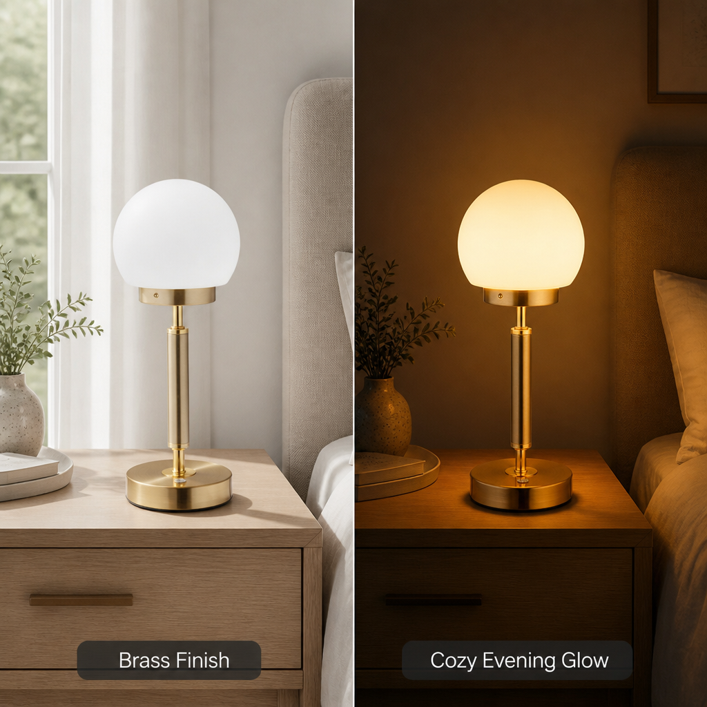 Brass & Glass LED Touch Table Lamp