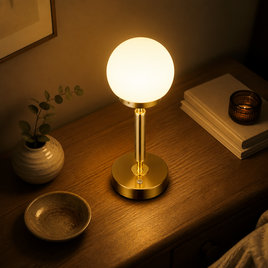 Brass & Glass LED Touch Table Lamp