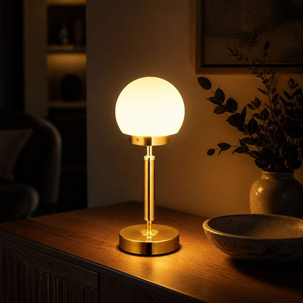 Brass & Glass LED Touch Table Lamp