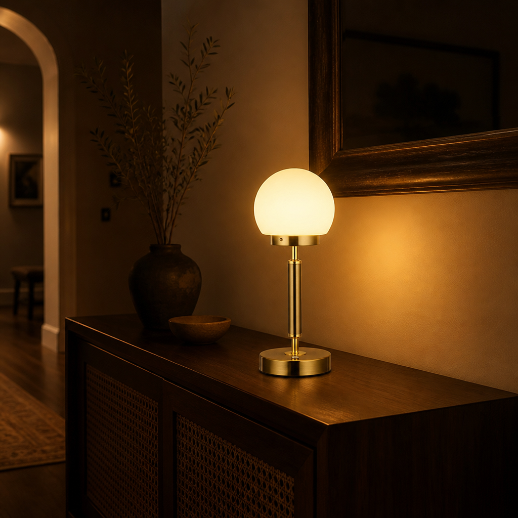 Brass & Glass LED Touch Table Lamp