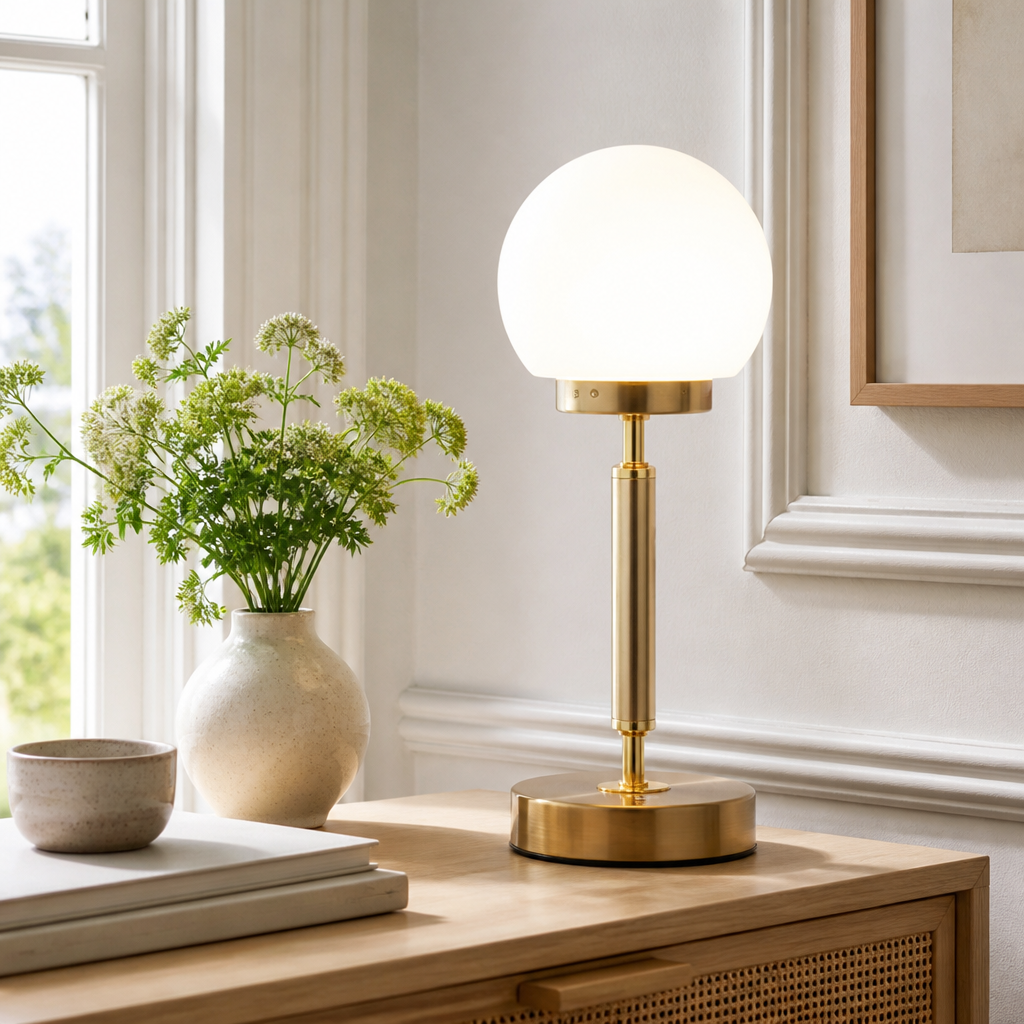 Brass & Glass LED Touch Table Lamp