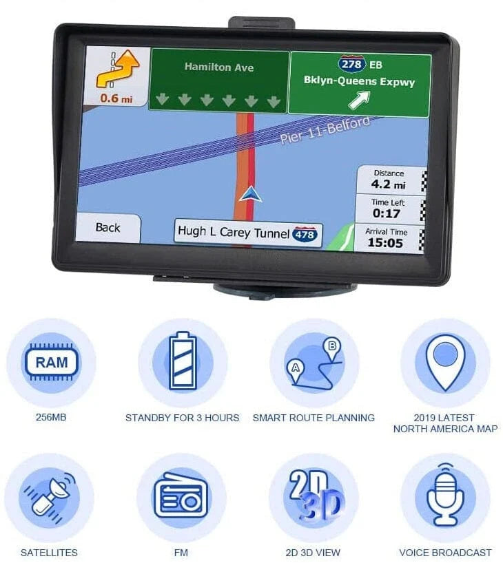Car & Truck GPS Navigator 7-Inch Touchscreen Truck Maps
