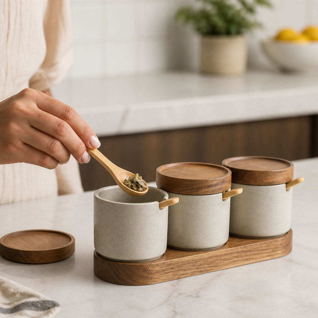 Ceramic Storage Jars Airtight Bamboo Lids
