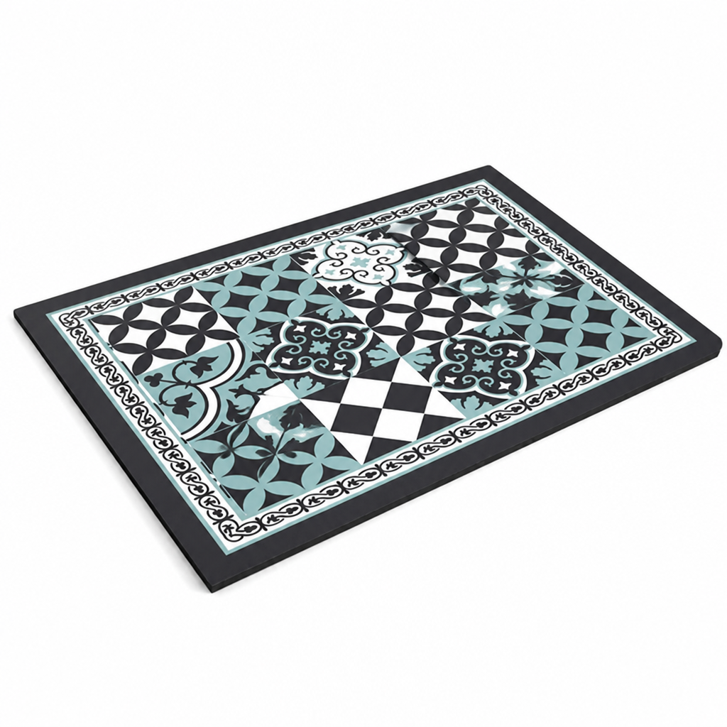 Coffee Mat Retro Tile Absorbent Non-Slip Rubber Backing