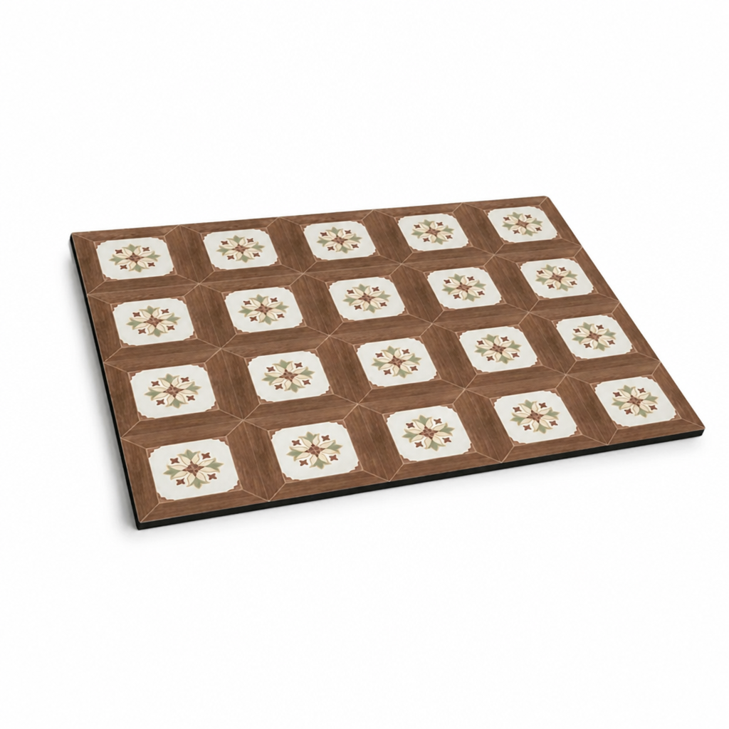 Coffee Mat Retro Tile Absorbent Non-Slip Rubber Backing