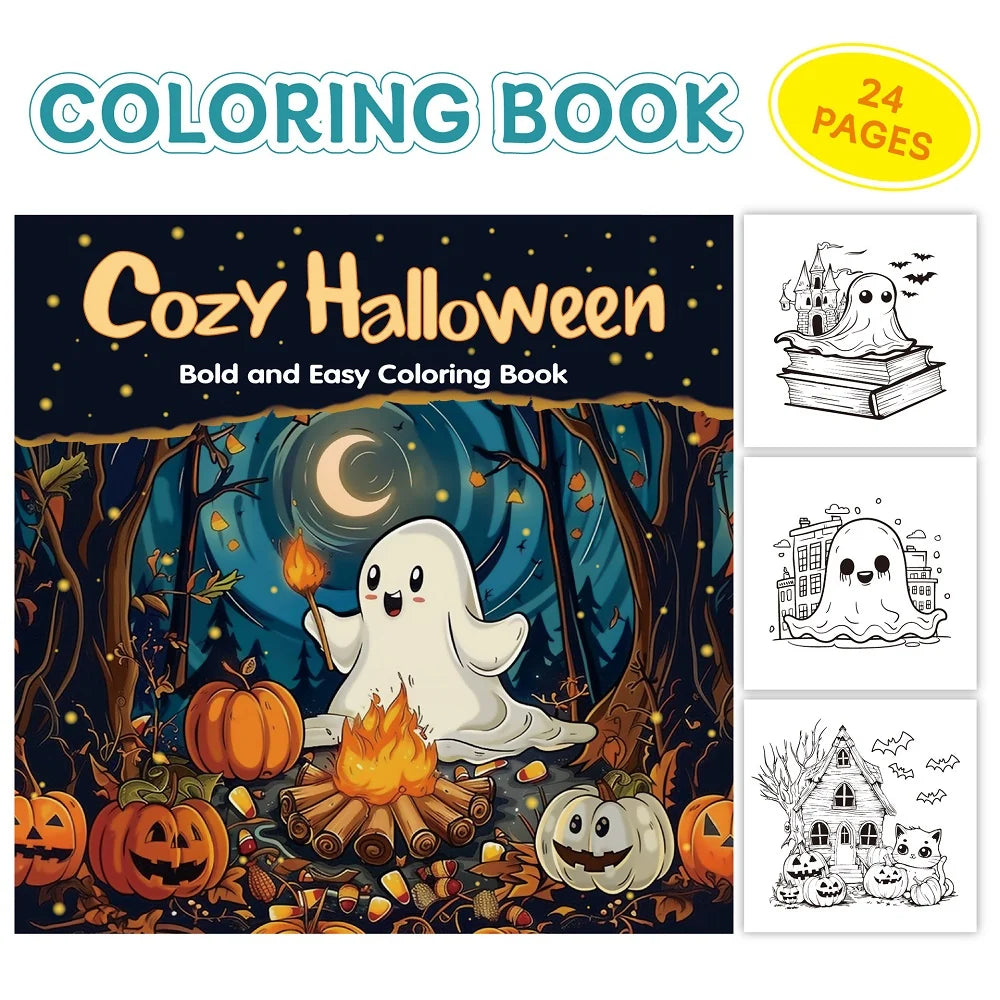 Coloring Book Halloween Bold Outlines Single-Sided Thick Paper