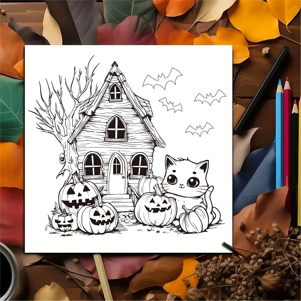 Coloring Book Halloween Bold Outlines Single-Sided Thick Paper