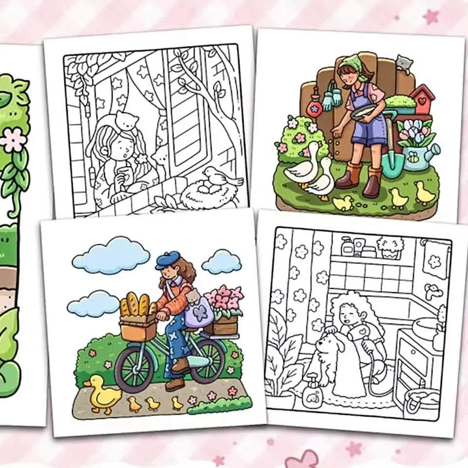 Coloring Book Halloween Cozy Scenes Thick Single Sided Paper