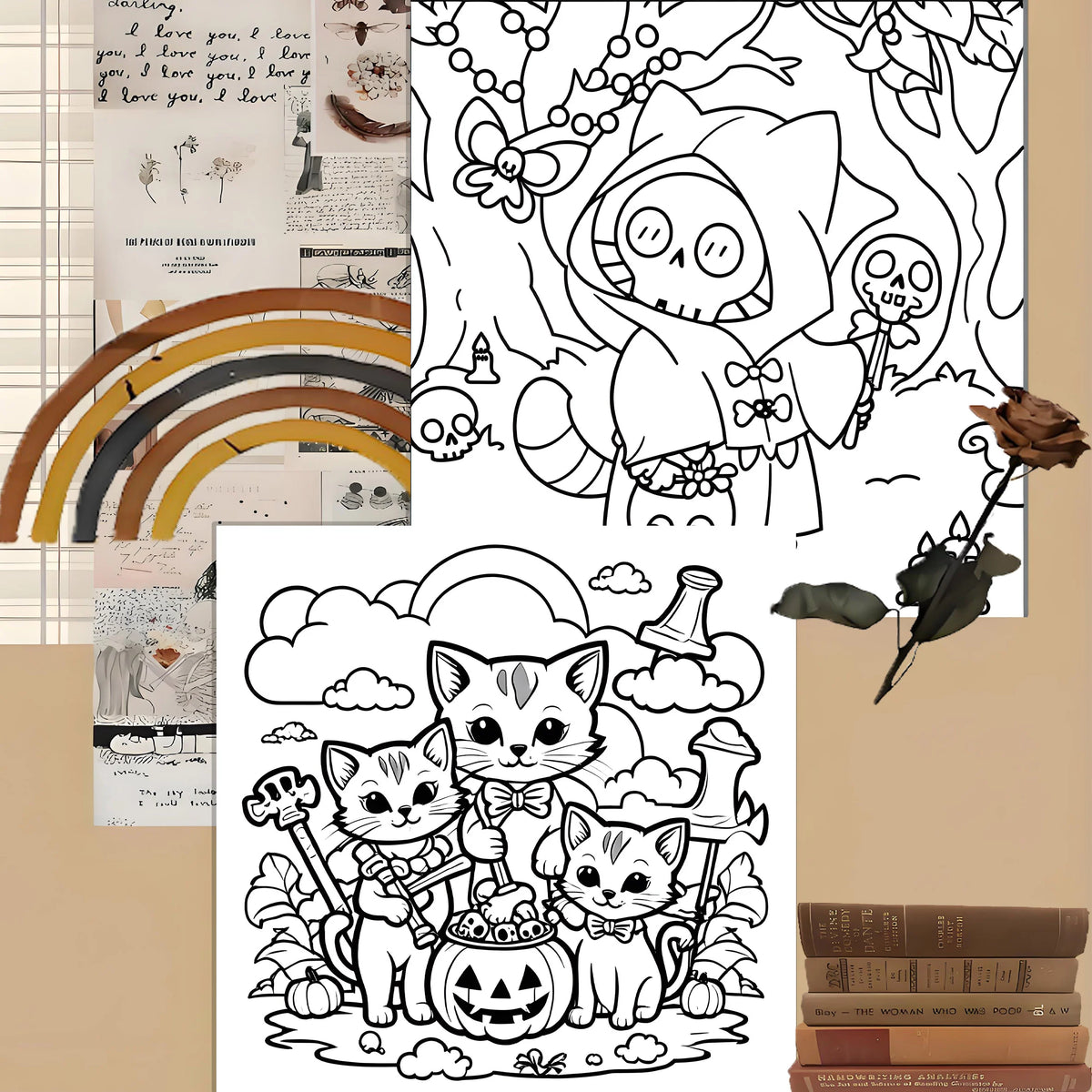 Coloring Book Halloween Single Sided Thick Paper