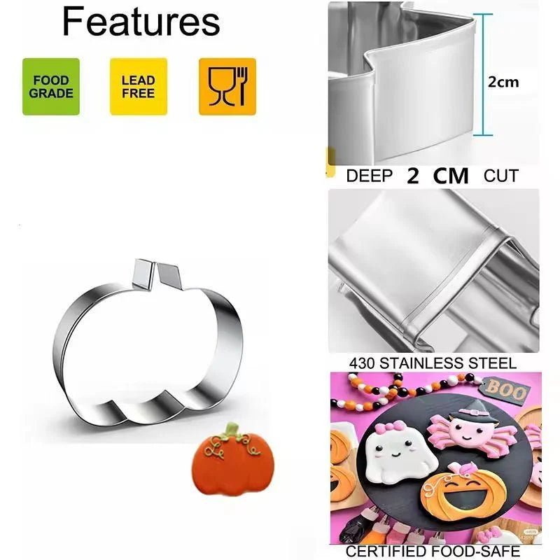 Cookie Cutter Set Halloween Stainless Steel Rolled Edge