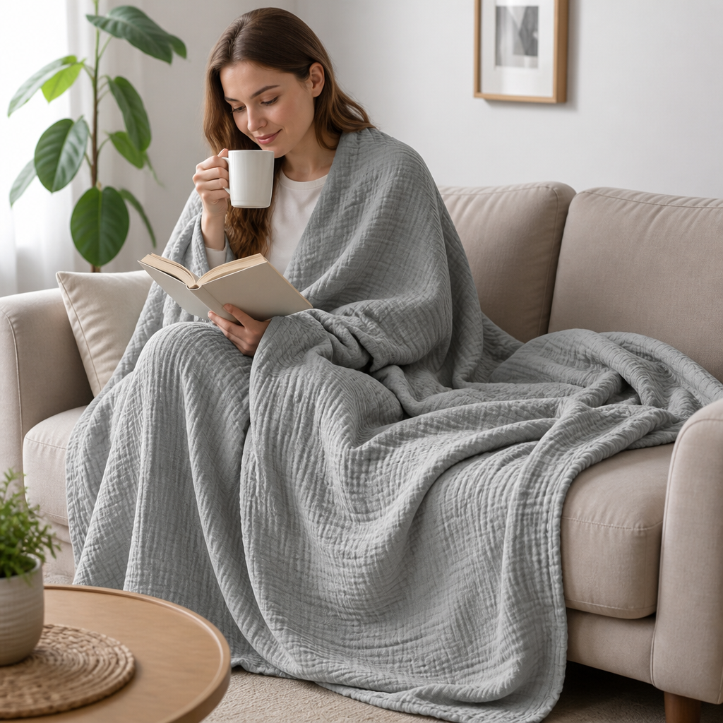 Cotton Blanket Four-Layer Gauze Ultra-Soft Lightweight & Breathable