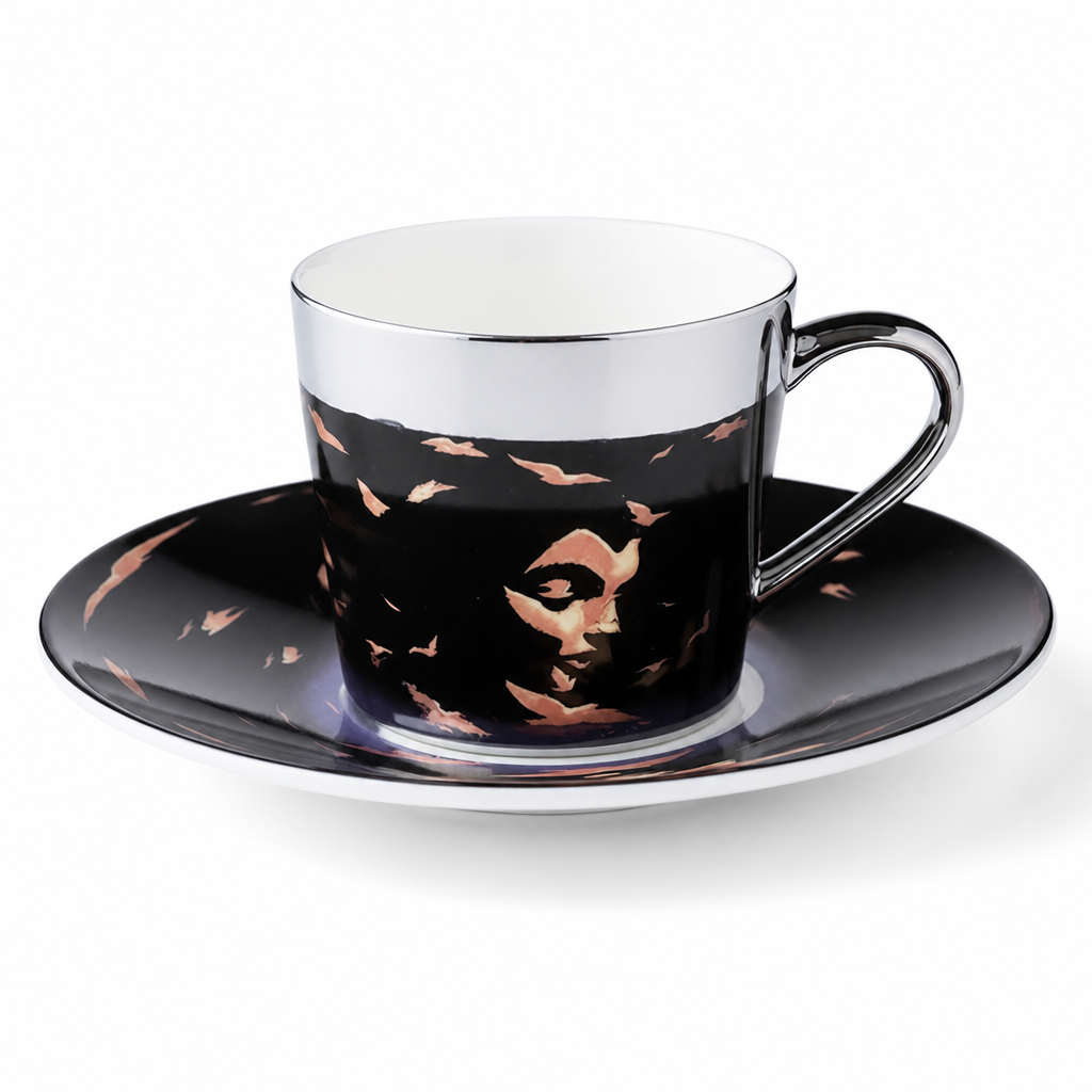 Cup & Saucer Set Anamorphic Mirror Glaze Porcelain 250ml