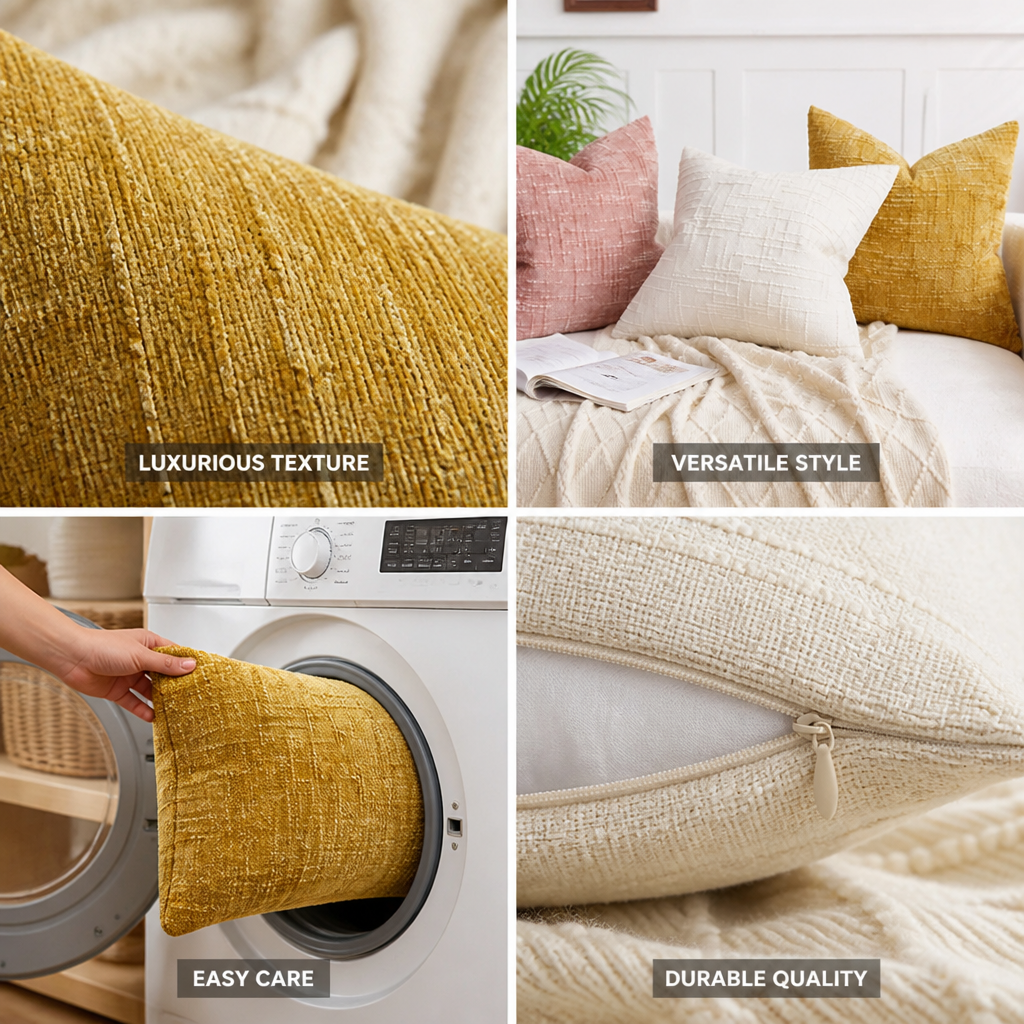 Cushion Cover Chenille Texture Bamboo Structure