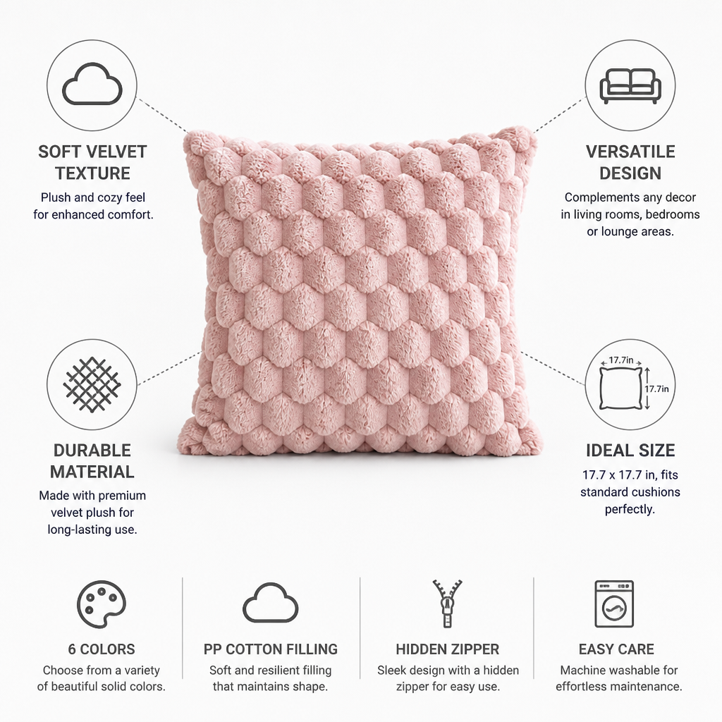 Cushion Cover Velvet Plush 45x45cm