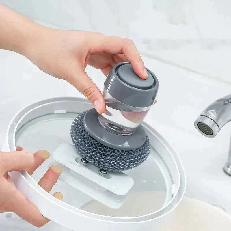Dish Brush Refillable Soap Dispenser Stiff Bristles