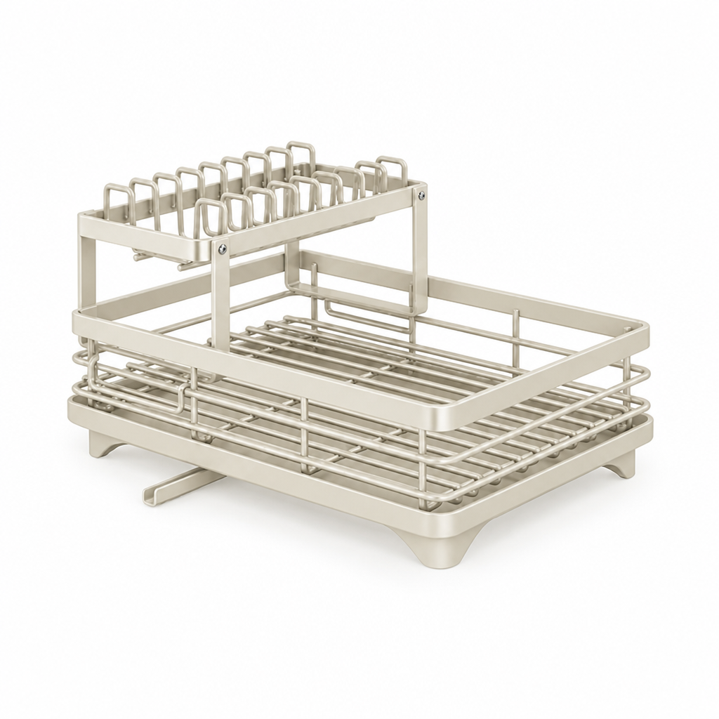Dish Drying Rack Foldable Rust-Resistant Steel Non-Slip Feet