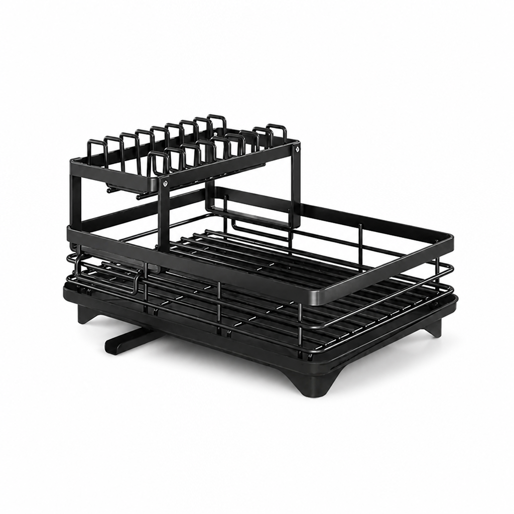 Dish Drying Rack Foldable Rust-Resistant Steel Non-Slip Feet