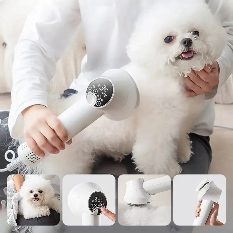 Dog Hair Dryer Integrated Brush Adjustable Temperature & Quiet Operation