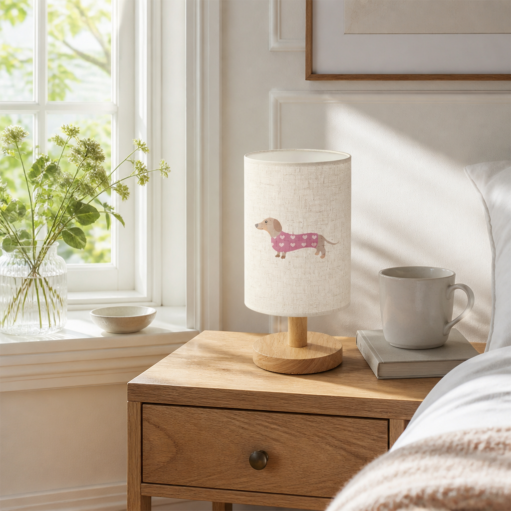 Dog With Heart Print Table Lamp