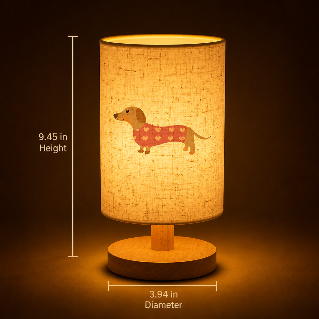 Dog With Heart Print Table Lamp