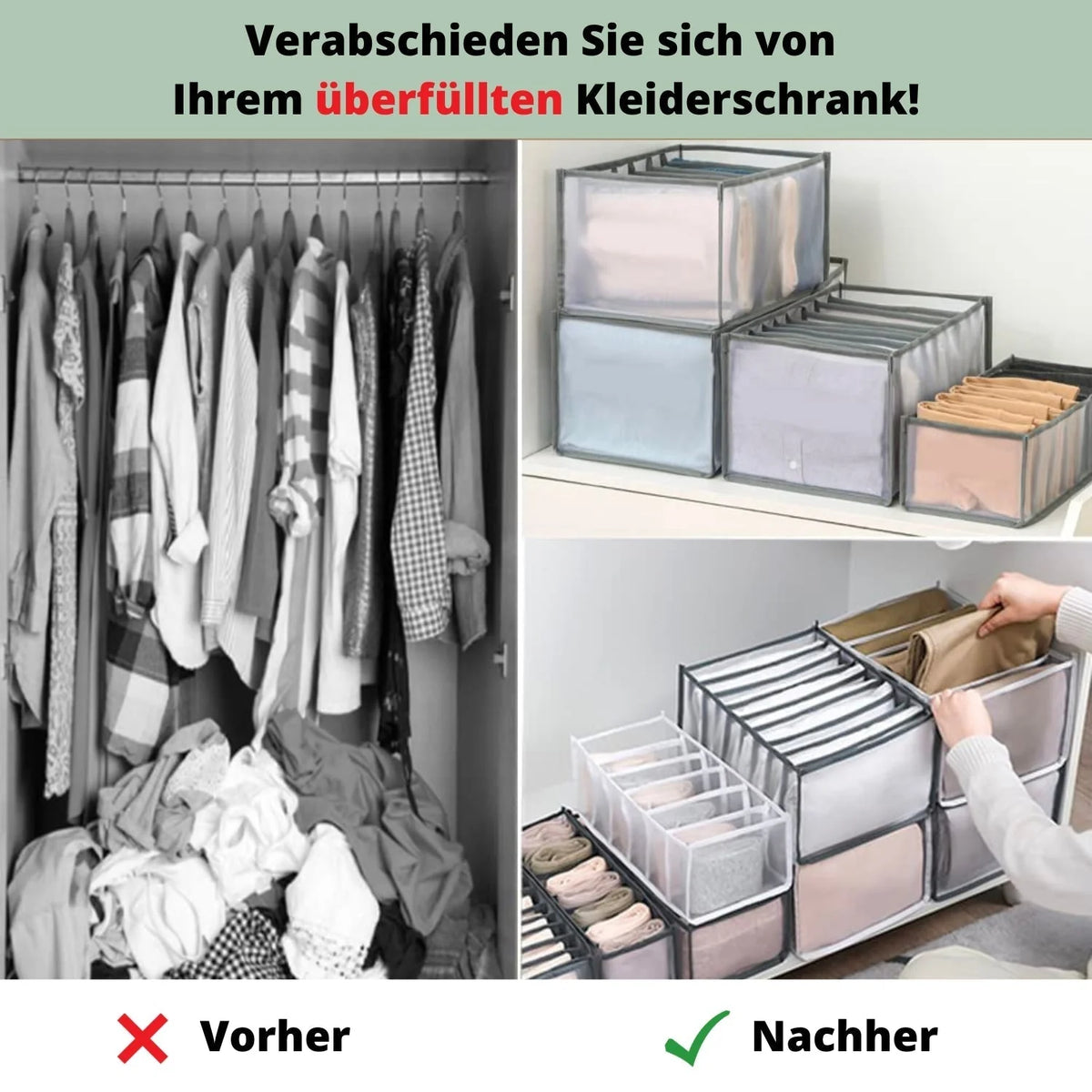Drawer Organizer Seven Compartments Washable Reinforced Edges
