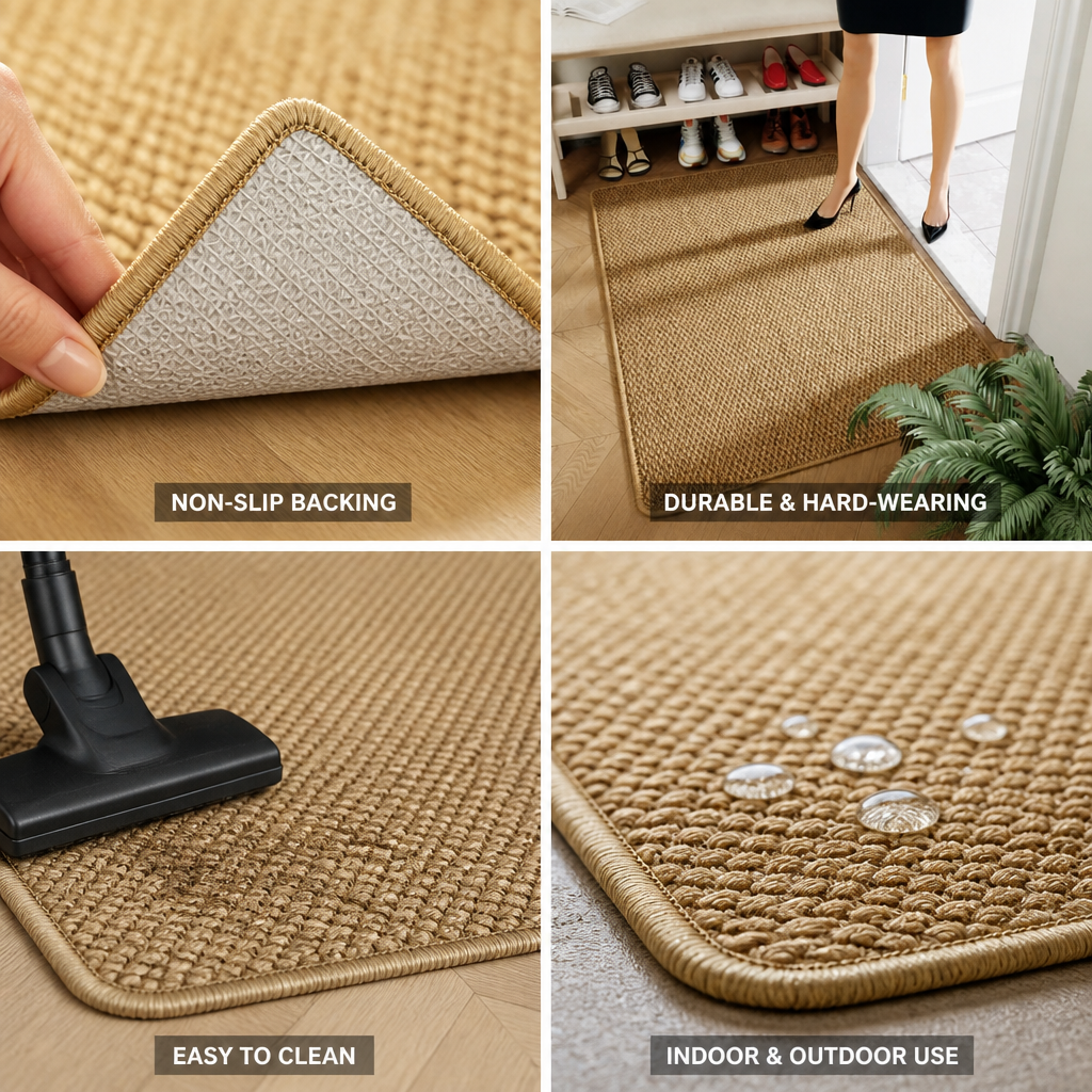 Entrance Rug Faux Jute Non-Slip Backing