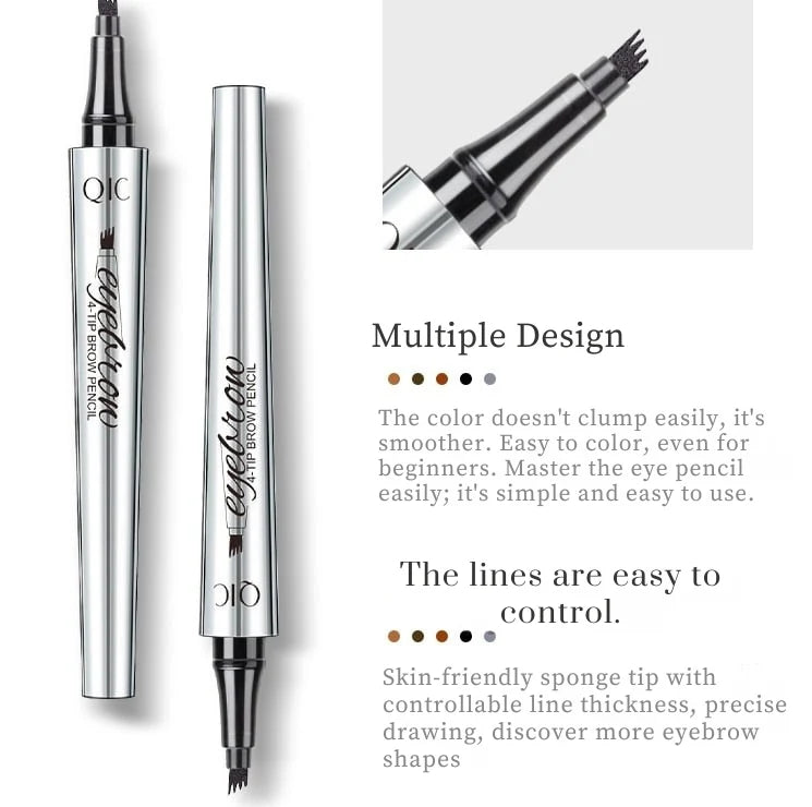 Eyebrow Pencil 4-Tip Microblading Head Waterproof & Long-Lasting