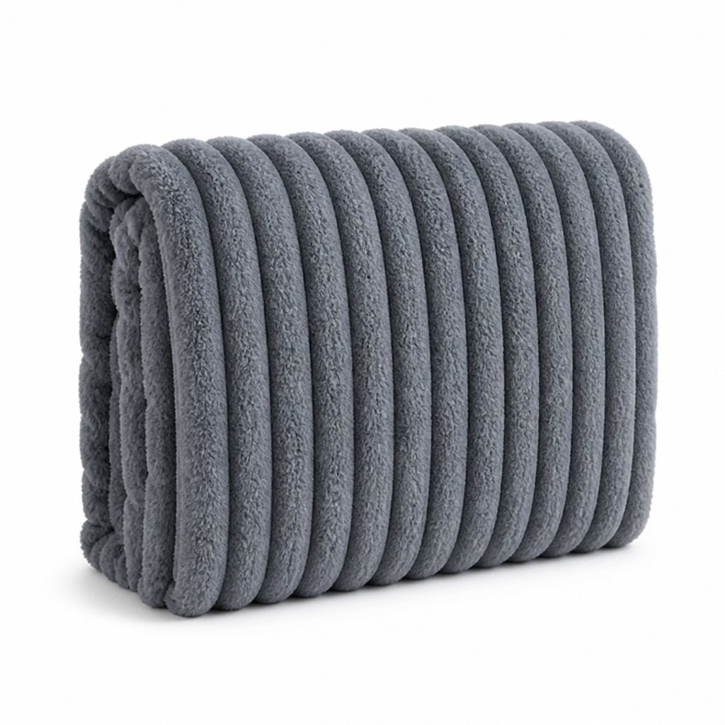 Fleece Throw Blanket Ribbed Texture & Machine Washable