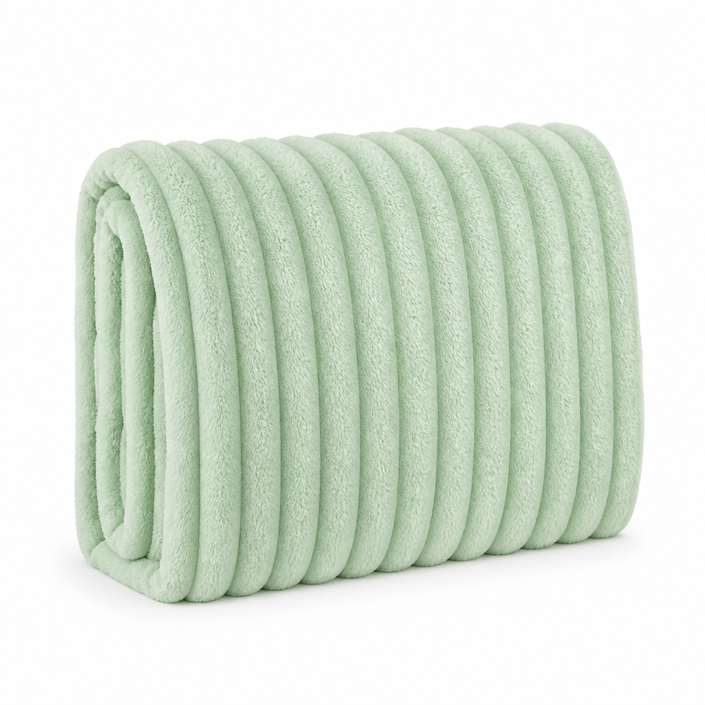 Fleece Throw Blanket Ribbed Texture & Machine Washable