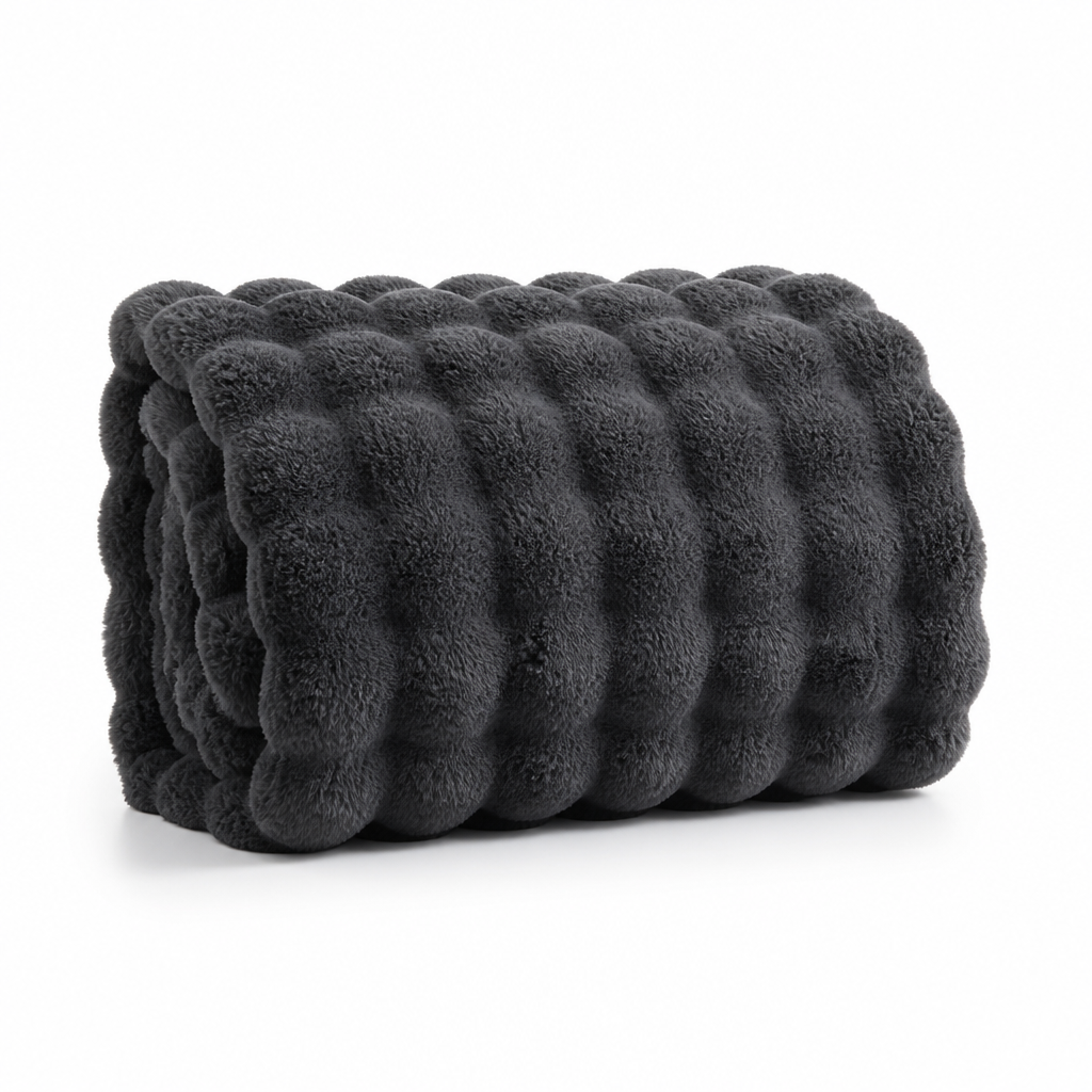Fleece Throw Blanket Velvet-Soft Bubble Texture Pilling-Resistant