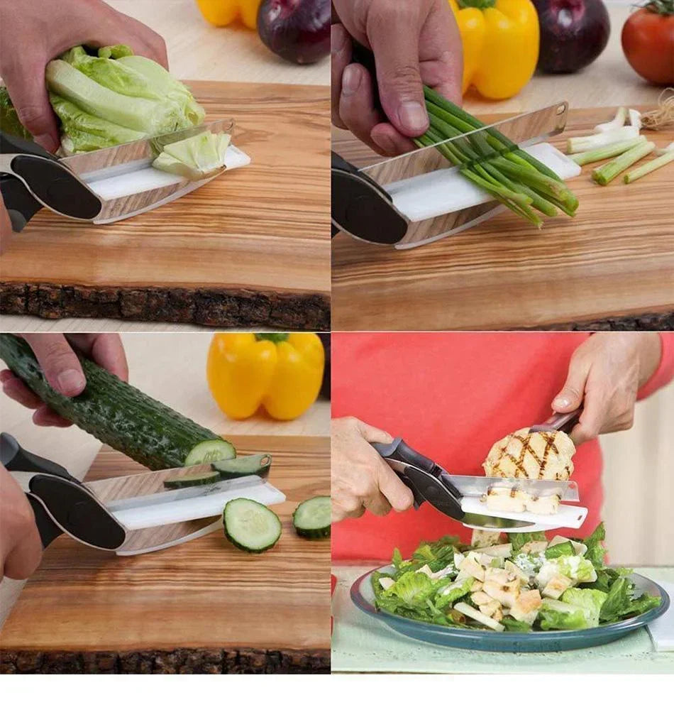 Folding Knife Integrated Cutting Board Stainless Steel Safety Lock