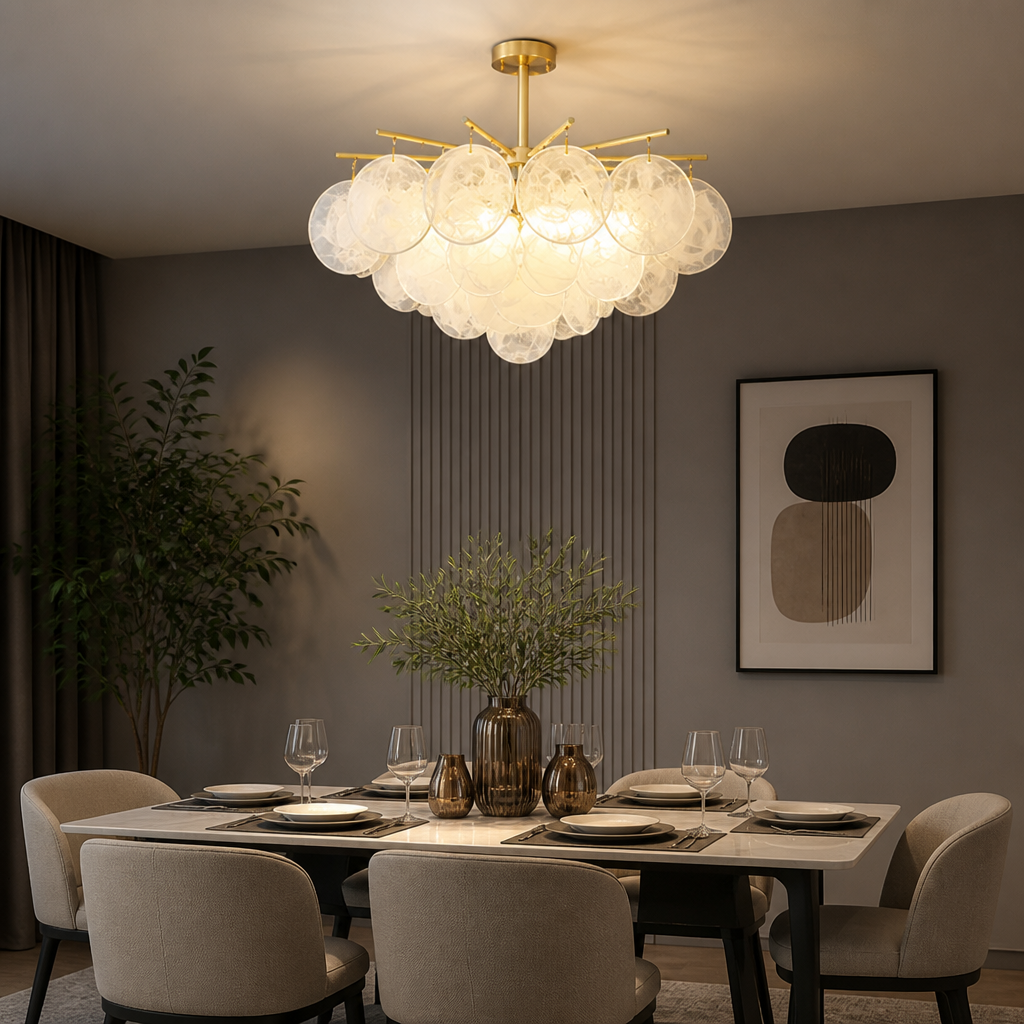 French Bubble Glass Wind Chime Pendant Light