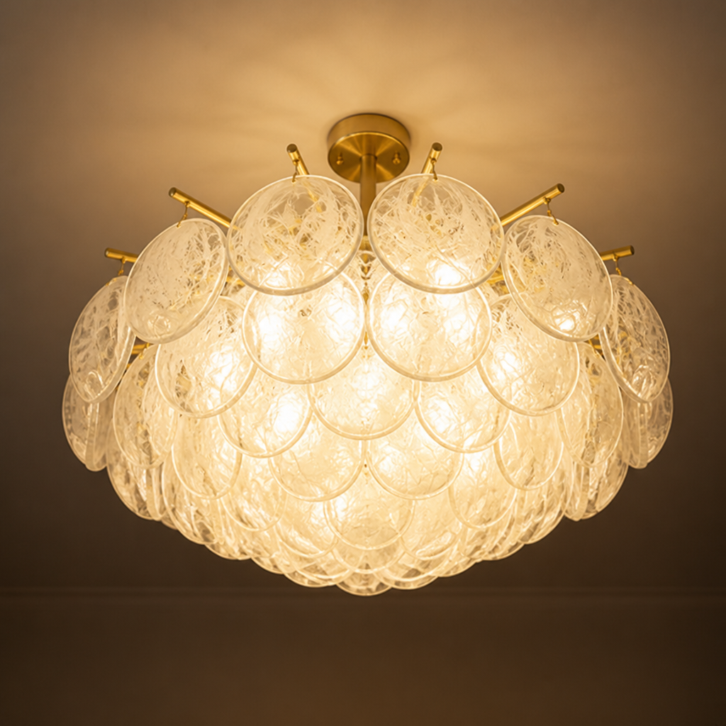 French Bubble Glass Wind Chime Pendant Light