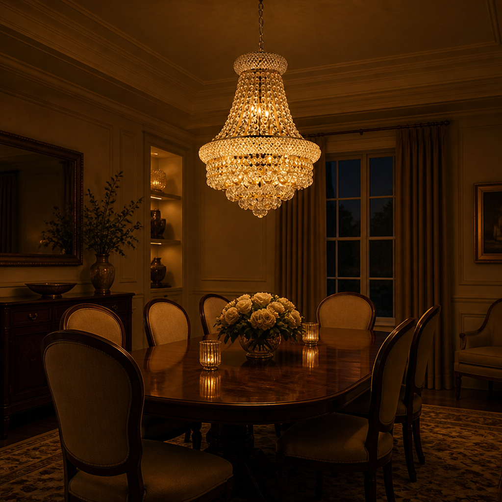 French Crystal Adjustable Chain Chandelier