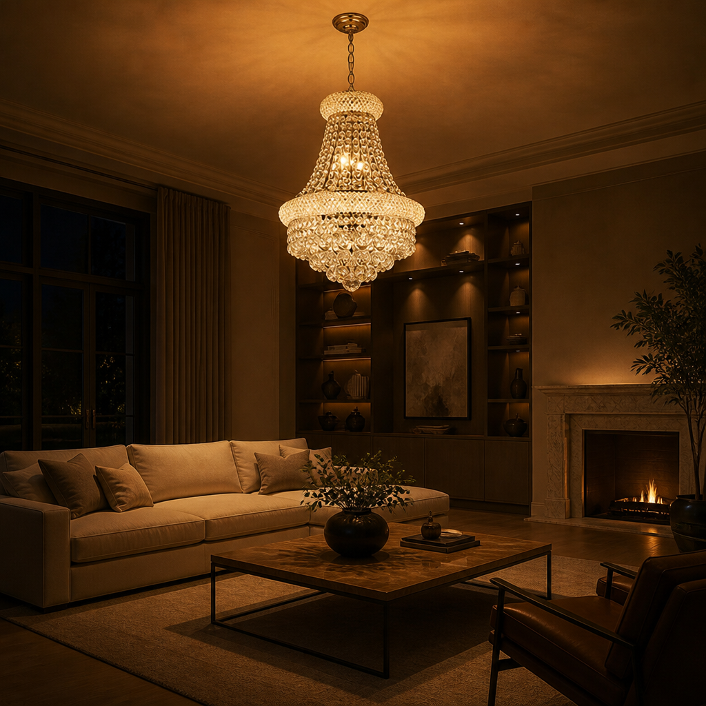 French Crystal Adjustable Chain Chandelier