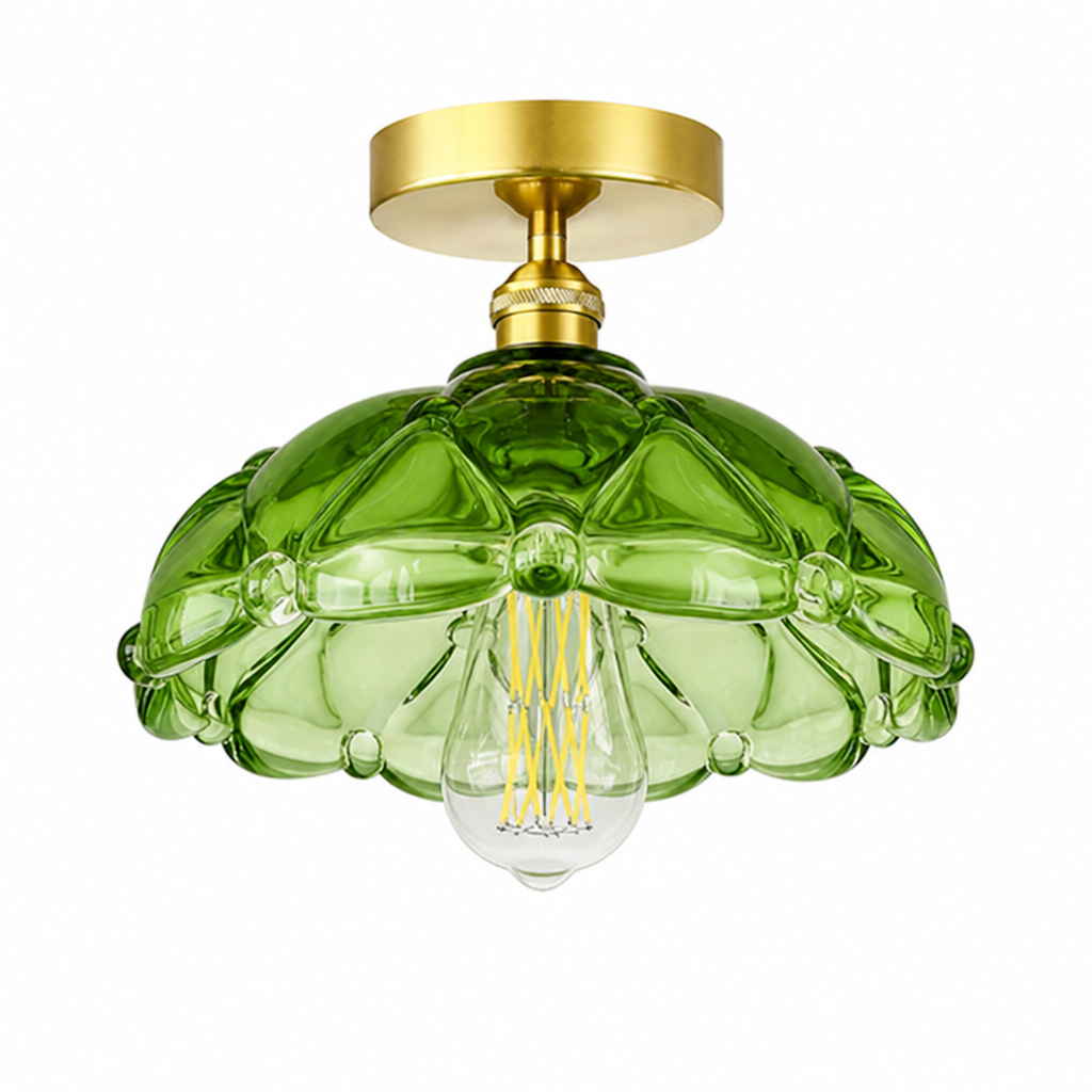 French Glass Semi-Flush Ceiling Light
