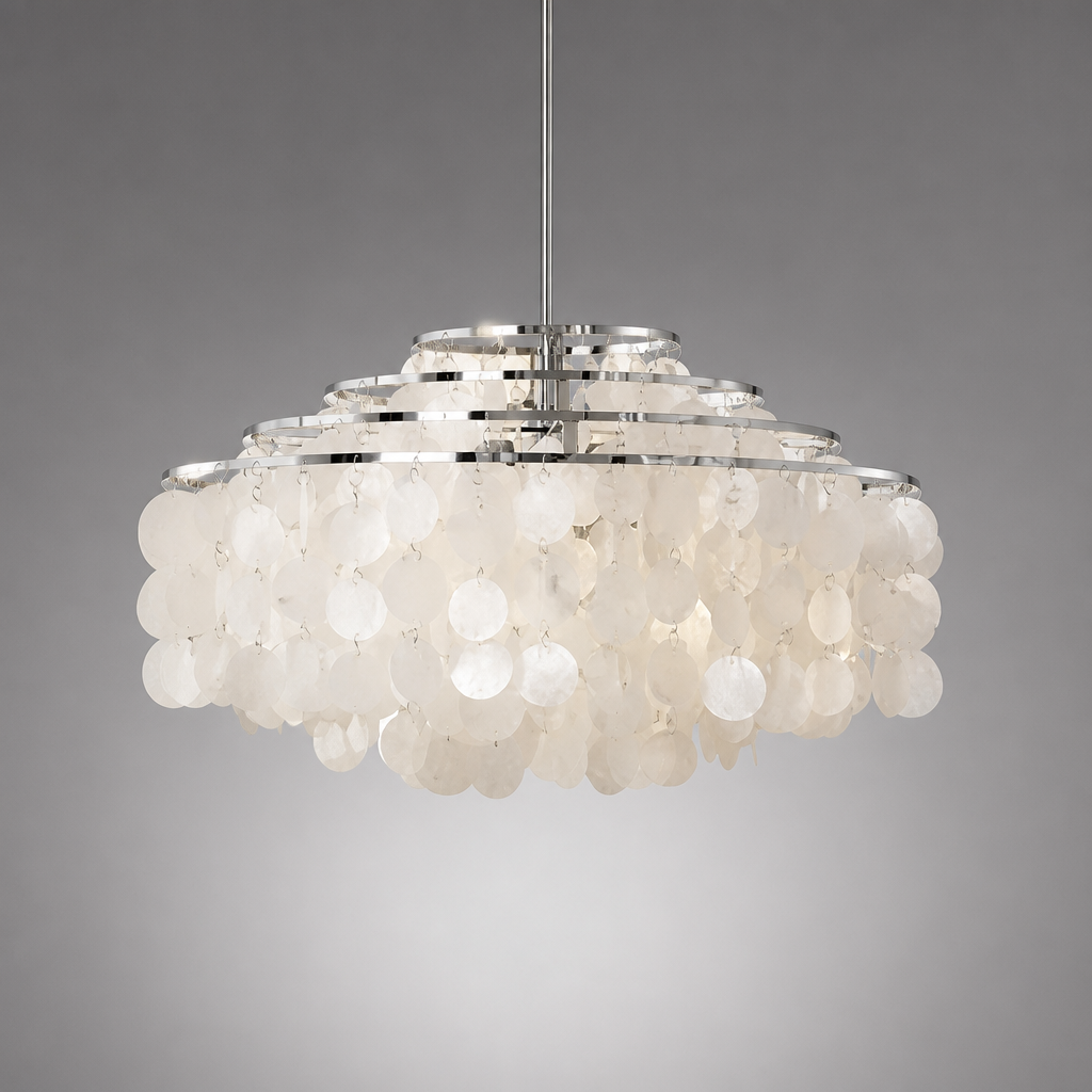 French Metal Shell Pendant Light