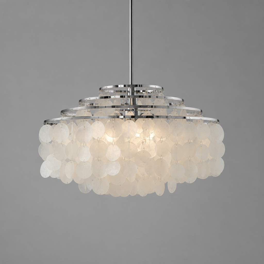 French Metal Shell Pendant Light