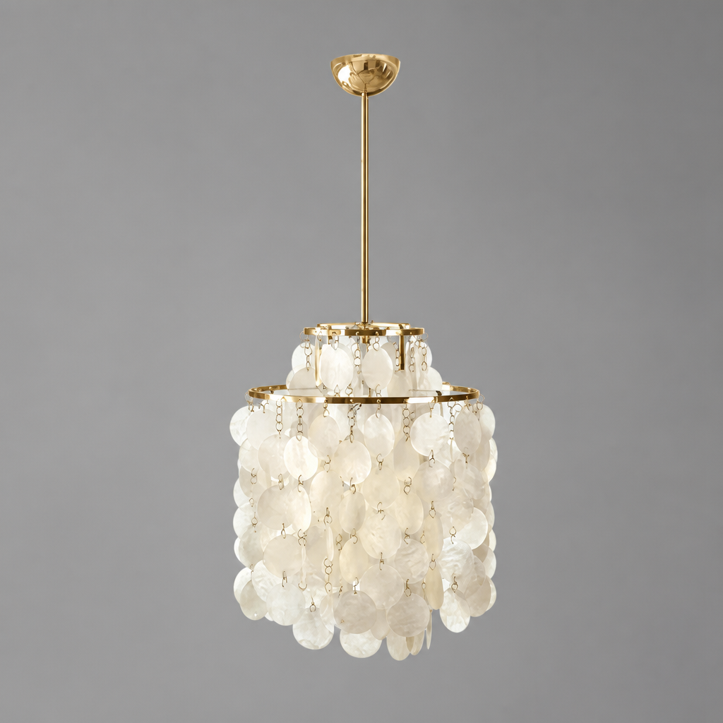 French Metal Shell Pendant Light