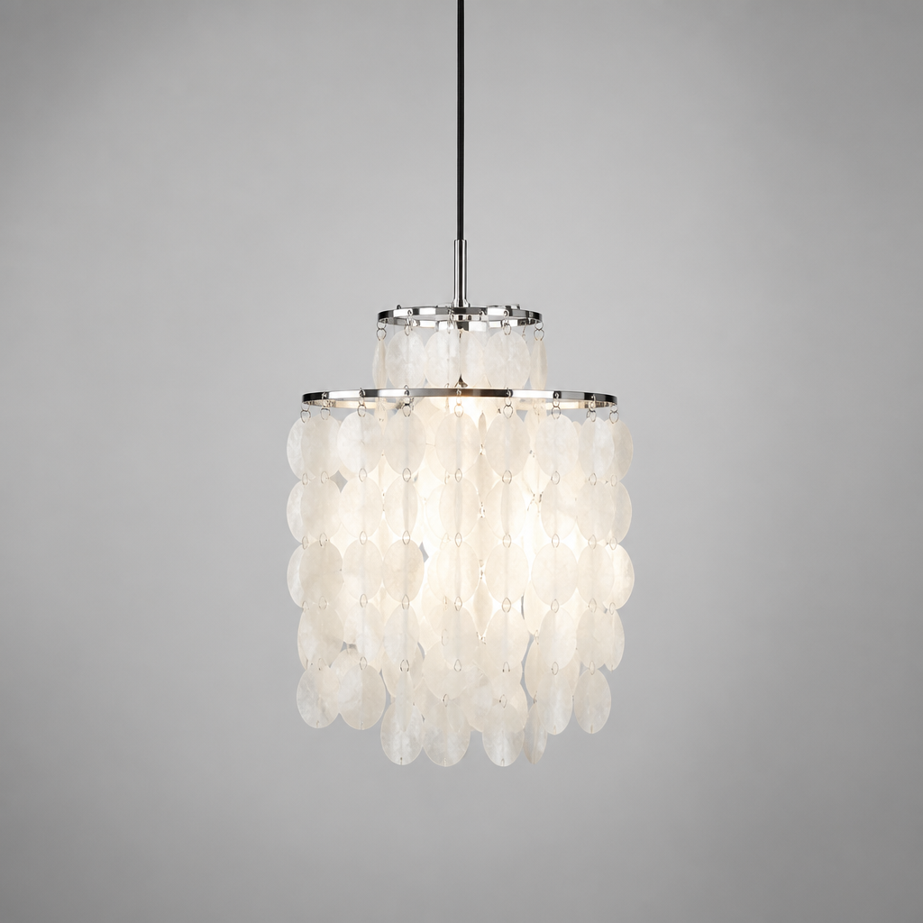 French Metal Shell Pendant Light