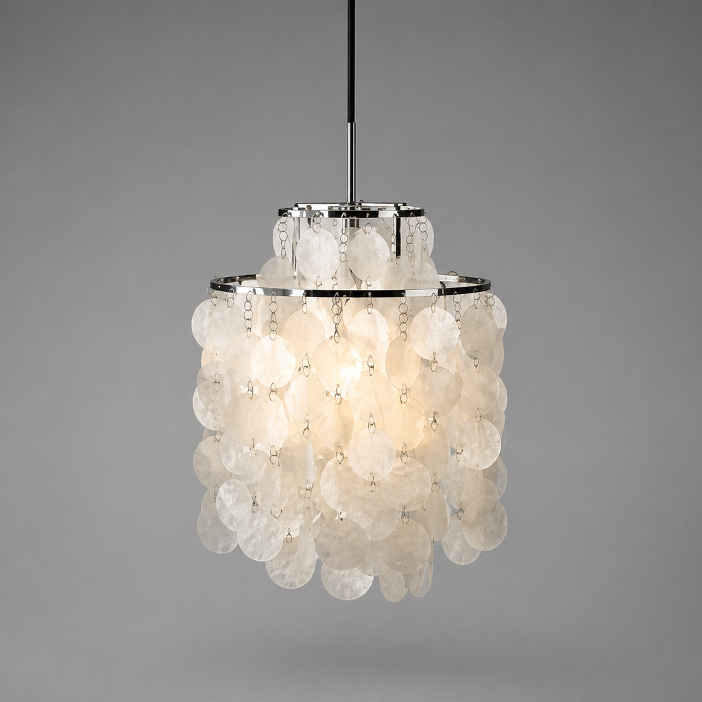 French Metal Shell Pendant Light