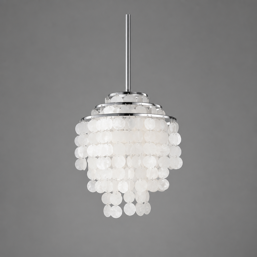 French Metal Shell Pendant Light