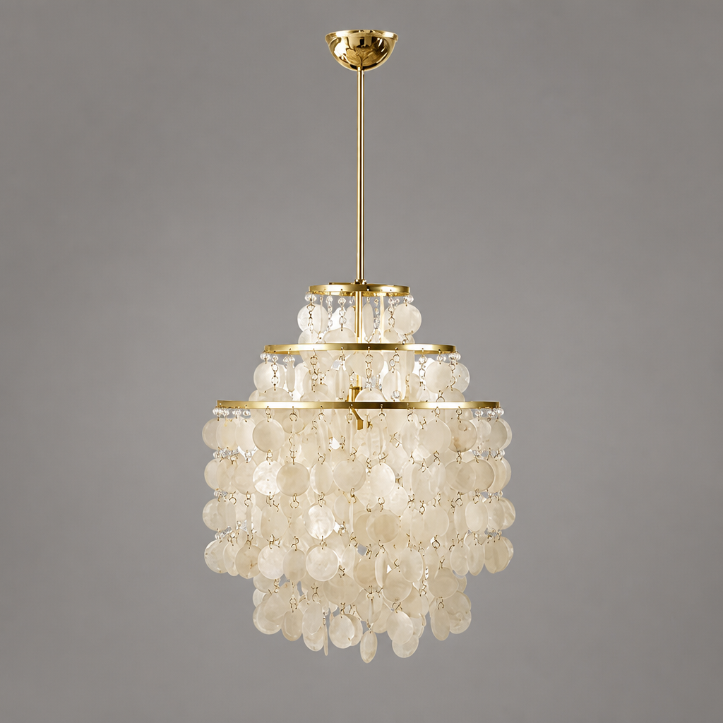 French Metal Shell Pendant Light