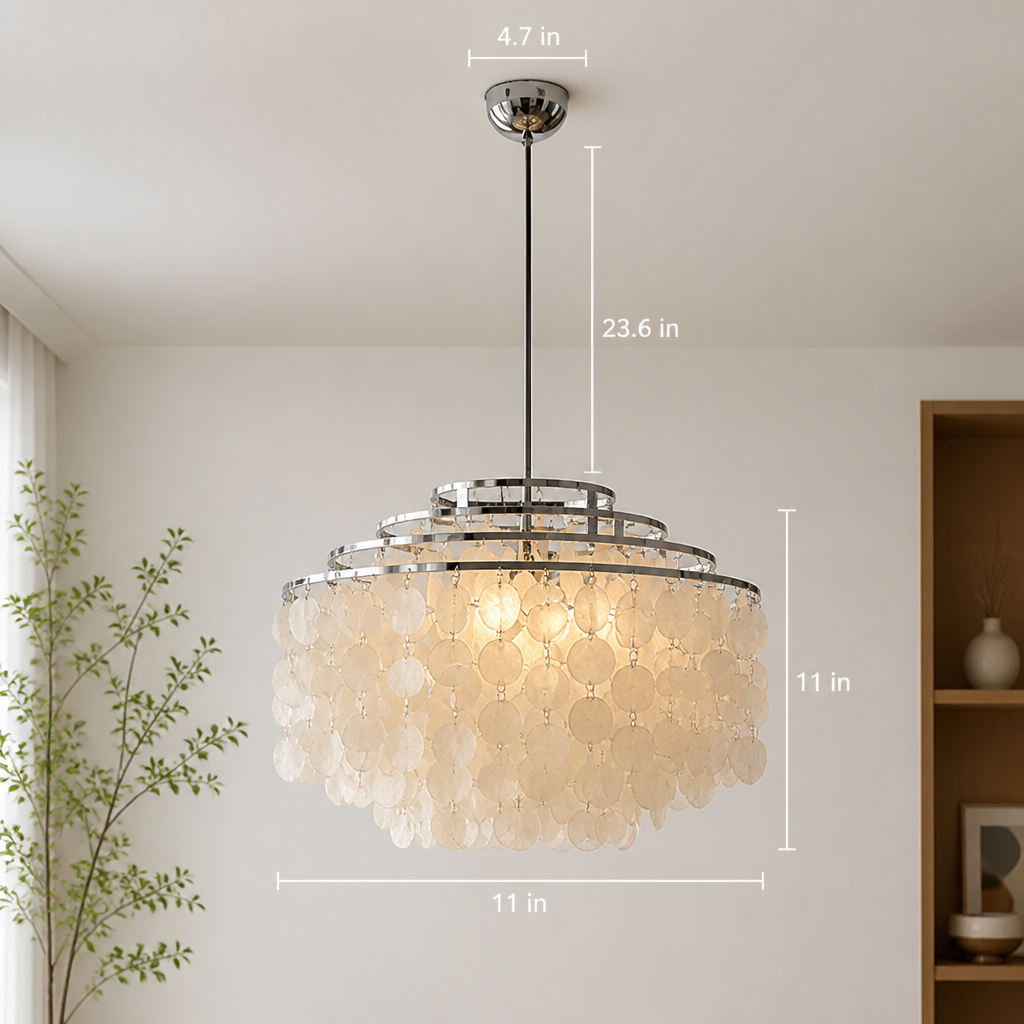 French Metal Shell Pendant Light