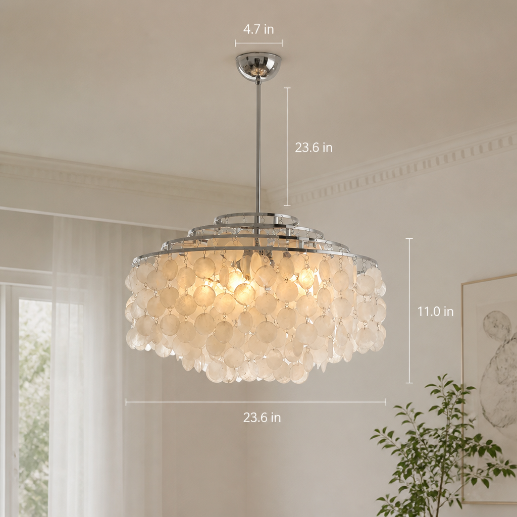 French Metal Shell Pendant Light