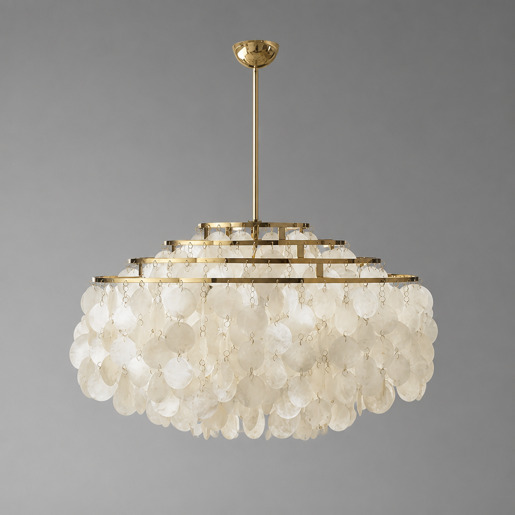 French Metal Shell Pendant Light