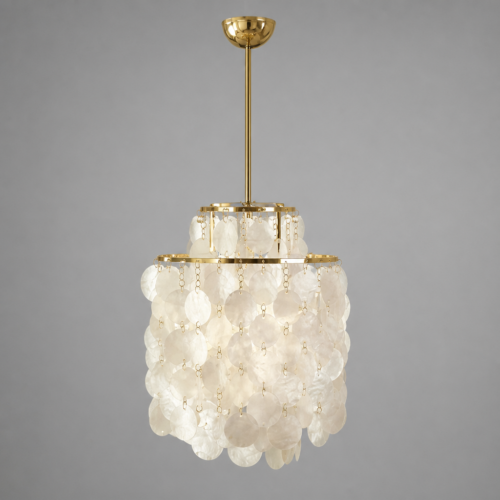 French Metal Shell Shade Chandelier