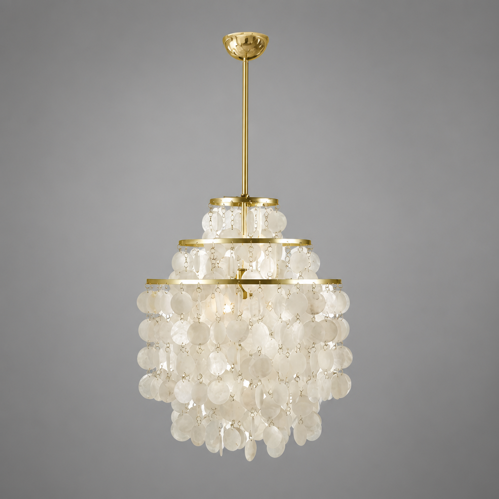 French Metal Shell Shade Chandelier
