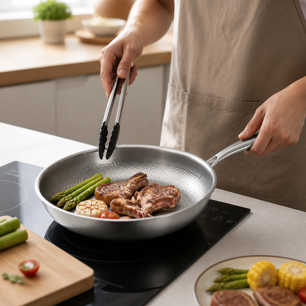 Frying Pan Hammered Titanium Induction Compatible