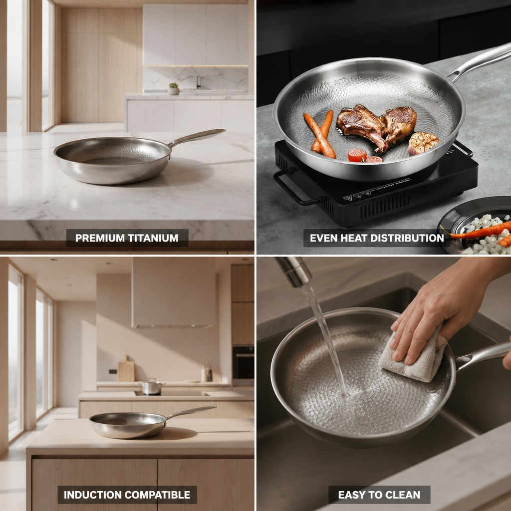 Frying Pan Hammered Titanium Induction Compatible